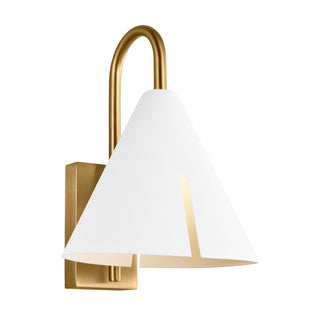 Buy matte-white-and-burnished-brass Cambre Outdoor (Damp) Sconce by Visual Comfort Studio