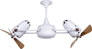 Buy gloss-white-finish-with-mahogany-tone-blades Duplo-Dinamico Ceiling Fan by Matthews Fan Company