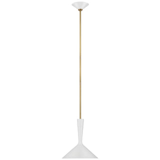 Buy matte-white-and-hand-rubbed-antique-brass Rosetta Outdoor (Damp) Pendant by Visual Comfort Signature