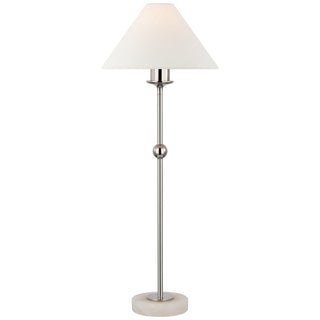 Buy polished-nickel-and-alabaster-with-2-5-x-10-5-x-7-linen-glass-and-white-shade Caspian Accent Lamp by Visual Comfort Signature