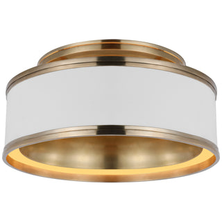 Buy matte-white-and-antique-burnished-brass Connery Outdoor (Damp) Flush Mount Ceiling Light by Visual Comfort Signature