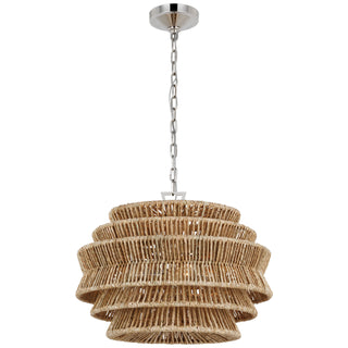Buy polished-nickel-and-natural-abaca Antigua Outdoor (Damp) Chandelier by Visual Comfort Signature