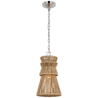 Buy polished-nickel-and-natural-abaca Antigua Outdoor (Damp) Pendant by Visual Comfort Signature