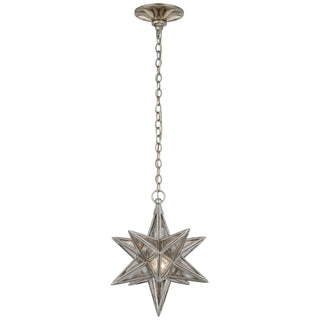 Buy burnished-silver-leaf-with-antique-mirror-glass-and-clear-textured-shade Moravian Star Outdoor (Damp) Lantern by Visual Comfort Signature