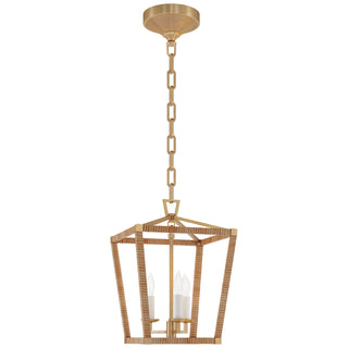 Buy antique-burnished-brass-and-natural-rattan Darlana Wrapped Outdoor (Damp) Lantern by Visual Comfort Signature