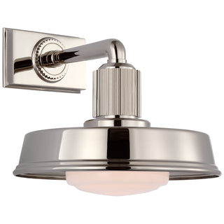 Buy polished-nickel-with-white-glass-glass-and-metal-shade Ruhlmann Outdoor (Damp) Sconce by Visual Comfort Signature