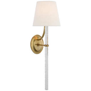 Buy soft-brass-and-clear-wavy-glass Abigail Outdoor (Damp) Sconce by Visual Comfort Signature