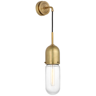 Buy hand-rubbed-antique-brass-with-clear-glass-glass-and-clear-shade Junio Outdoor (Damp) Sconce by Visual Comfort Signature