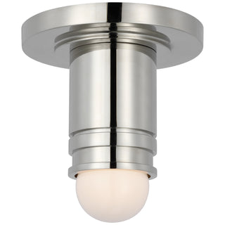 Buy polished-nickel-and-white-shade Top Hat Outdoor (Damp) Flush Mount Ceiling Light by Visual Comfort Signature