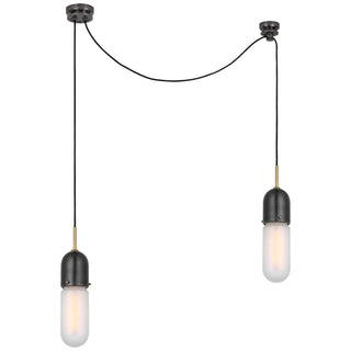 Buy bronze-and-brass-with-frosted-glass-glass-and-white-shade Junio Outdoor (Damp) Pendant by Visual Comfort Signature