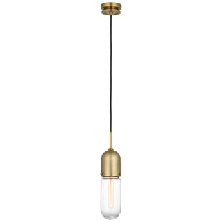 Buy hand-rubbed-antique-brass-with-clear-glass-glass-and-clear-shade Junio Outdoor (Damp) Pendant by Visual Comfort Signature