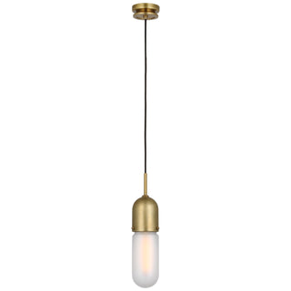 Buy hand-rubbed-antique-brass-with-frosted-glass-glass-and-frosted-shade Junio Outdoor (Damp) Pendant by Visual Comfort Signature
