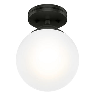Buy matte-black-with-cased-white-glass-and-white-shade Hepburn Flush Mount Ceiling Light by Hunter