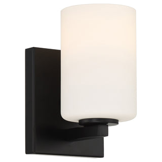 Buy matte-black-with-opal-glass-and-opal-shade Sienna Outdoor (Damp) Sconce by Access
