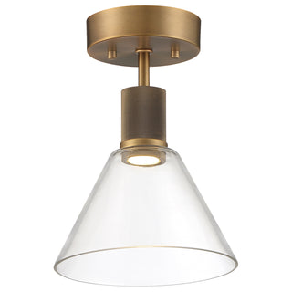 Buy antique-brushed-brass-with-clear-glass-and-clear-shade Port Nine Martini Outdoor (Damp) Semi Flush Mount Light by Access