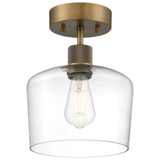 Buy antique-brushed-brass-with-clear-glass-and-clear-shade Port Nine Chardonnay Outdoor (Damp) Semi Flush Mount Ceiling Light by Access