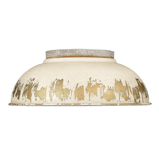 Buy aged-galvanized-steel-with-antique-ivory-glass-and-natural-cream-shade Kinsley Outdoor (Damp) Flush Mount Ceiling Light by Golden
