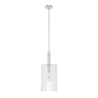 Buy brushed-nickel-with-clear-fluted-glass-and-clear-textured-shade Gatz Pendant by Hunter