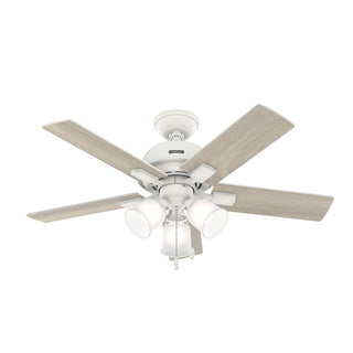 Buy matte-white-finish-with-fresh-white-and-reversible-light-oak-blades Crystal Peak Ceiling Fan with Light by Hunter
