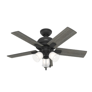Buy matte-black-finish-with-greyed-walnut-and-reversible-dark-gray-oak-blades Crystal Peak Ceiling Fan with Light by Hunter