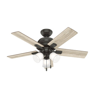 Buy noble-bronze-finish-with-natural-oak-and-reversible-golden-maple-blades Crystal Peak Ceiling Fan with Light by Hunter