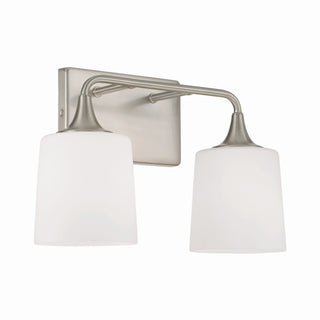 Buy brushed-nickel-with-soft-white-glass-glass-and-white-shade Presley Vanity by Capital Lighting