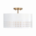 Three Light Semi-Flush Mount from the Dash Collection in Aged Brass and White Finish by Capital Lighting (Clearance Display, Final Sale)