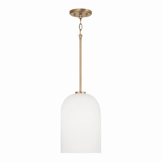 Buy aged-brass-with-soft-white-glass-glass-and-white-shade Lawson Pendant by Capital Lighting