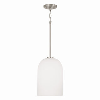 Buy brushed-nickel-with-soft-white-glass-glass-and-white-shade Lawson Pendant by Capital Lighting