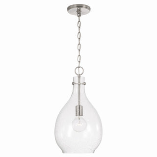 Buy brushed-nickel-with-clear-seeded-glass-glass-and-clear-seedy-shade Brentwood Pendant by Capital Lighting