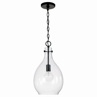Buy matte-black-with-clear-seeded-glass-glass-and-clear-seedy-shade Brentwood Pendant by Capital Lighting