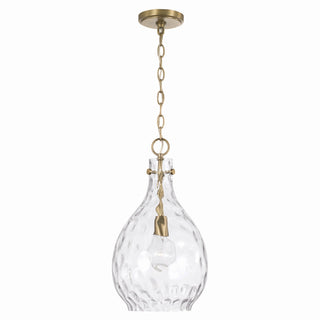 Buy aged-brass-with-clear-water-glass-glass-and-clear-textured-shade Brentwood Pendant by Capital Lighting