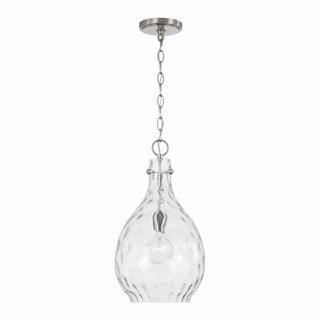 Buy brushed-nickel-with-clear-water-glass-glass-and-clear-textured-shade Brentwood Pendant by Capital Lighting