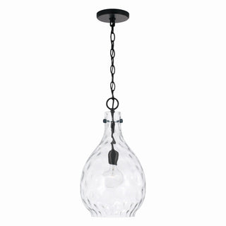 Buy matte-black-with-clear-water-glass-glass-and-clear-textured-shade Brentwood Pendant by Capital Lighting