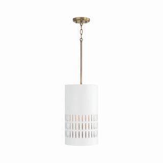 Buy aged-brass-and-white-with-white-metal-shade-with-painted-aged-brass-interior-glass-and-metal-shade Dash Pendant by Capital Lighting