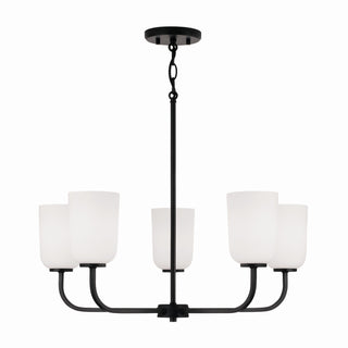 Buy matte-black-with-soft-white-glass-glass-and-white-shade Lawson Chandelier by Capital Lighting