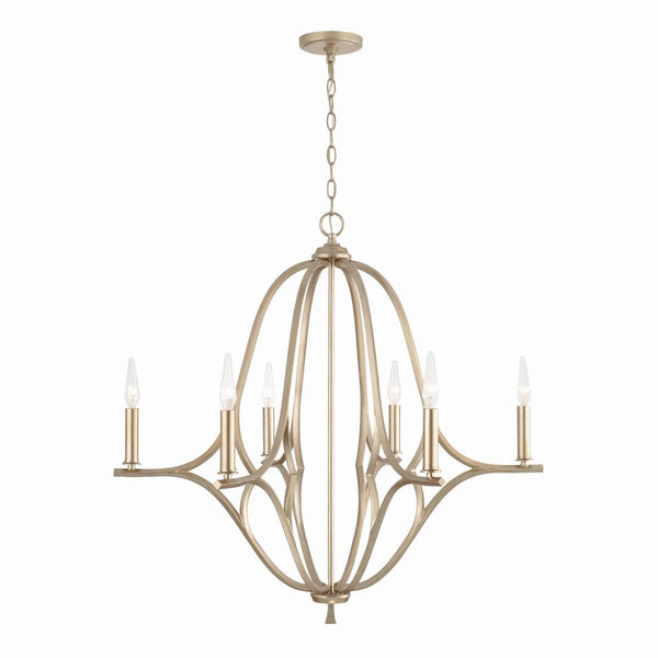 Six Light Chandelier from the Claire Collection in Brushed Champagne Finish by Capital Lighting (Clearance Display, Final Sale)