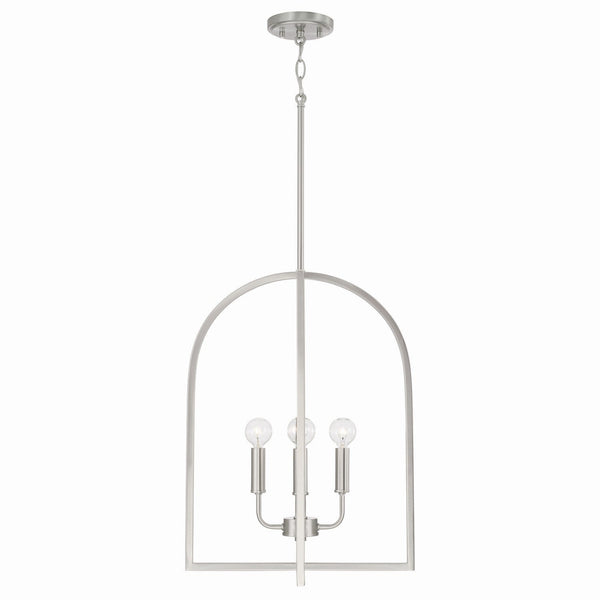 Four Light Foyer Pendant from the Lawson Collection in Brushed Nickel Finish by Capital Lighting (Clearance Display, Final Sale)