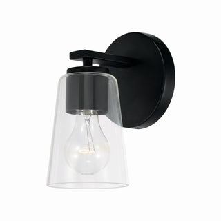 Buy matte-black-with-clear-glass-glass-and-clear-shade Portman Outdoor (Damp) Sconce by Capital Lighting