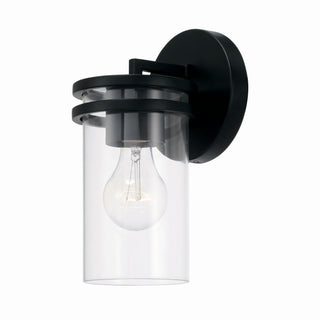 Buy matte-black-with-clear-glass-glass-and-clear-shade Fuller Outdoor (Damp) Wall Sconce by Capital Lighting