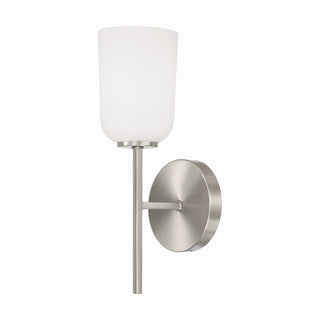Buy brushed-nickel-with-soft-white-glass-glass-and-white-shade Lawson Outdoor (Damp) Wall Sconce by Capital Lighting