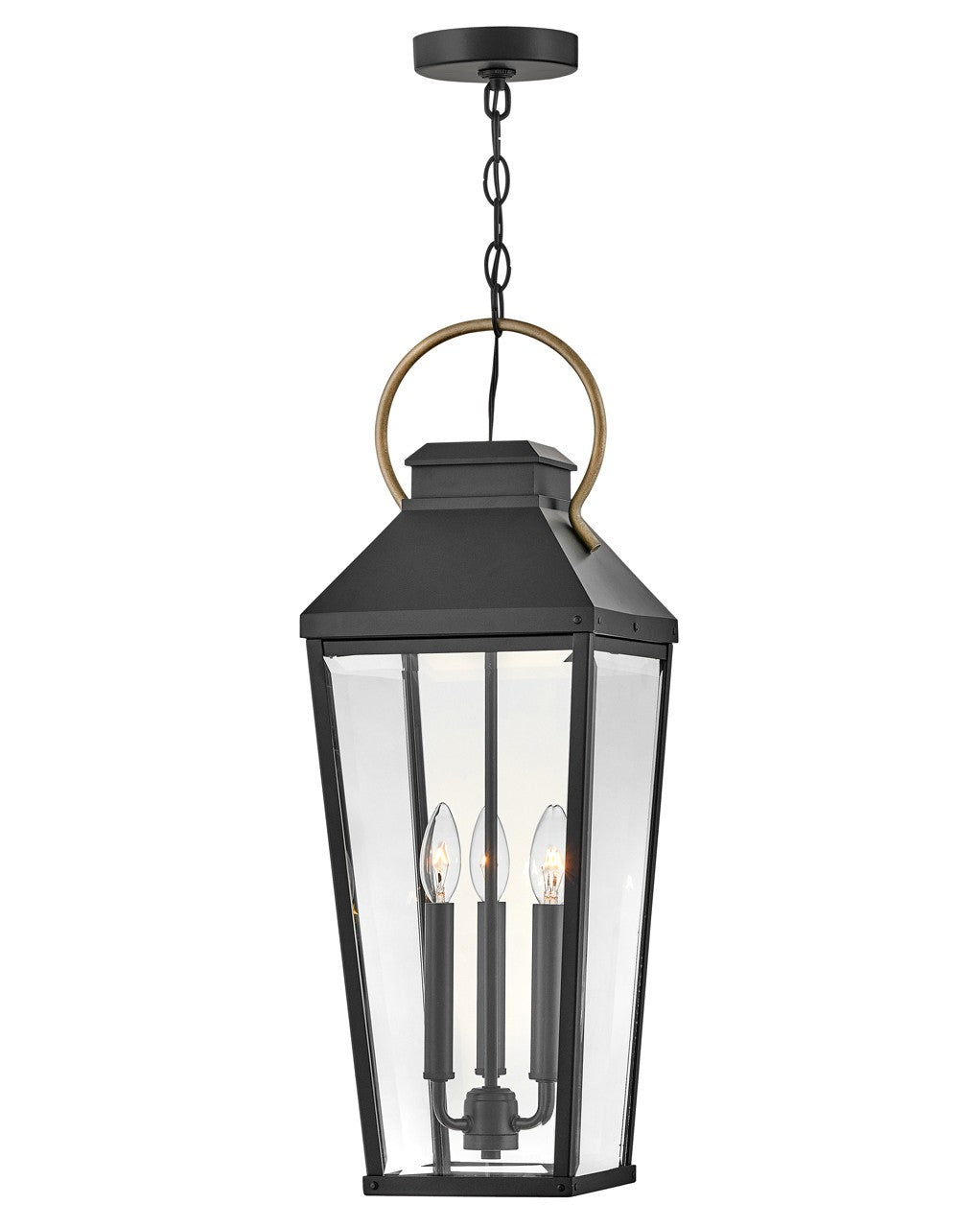 Dawson Hanging Lanterns by Hinkley – Lights: 3 Light (9.00"L x 9.00"W x 26.00"H) – Finish: Black with Clear Beveled Glass and Clear Shade – Hinkley-17502BK