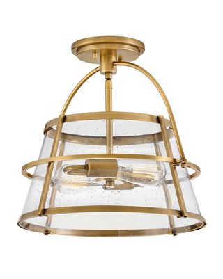 Buy heritage-brass-with-heritage-brass-with-clear-seedy-glass-and-clear-seedy-shade Tournon Semi Flush Mount Light by Hinkley