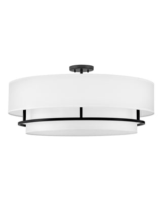 Buy black-with-faux-parchment-glass-and-white-shade Graham Semi-Flush Mount Ceiling Light by Hinkley