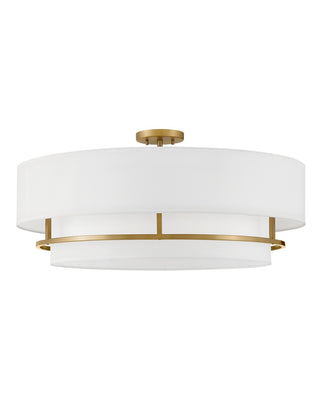 Buy lacquered-brass-with-faux-parchment-glass-and-white-shade Graham Flush Mount Ceiling Light by Hinkley