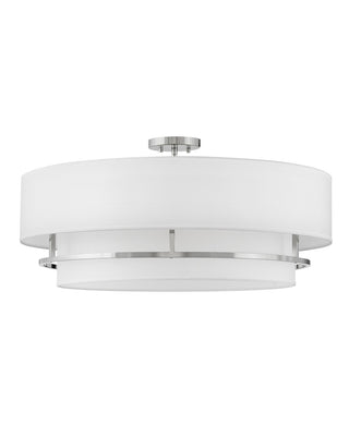 Buy polished-nickel-with-faux-parchment-glass-and-white-shade Graham Semi-Flush Mount Ceiling Light by Hinkley