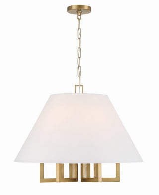 Buy vibrant-gold-and-white-shade Westwood Chandelier by Crystorama