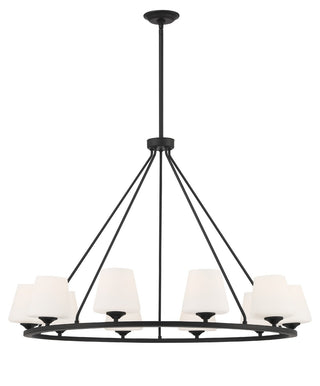 Buy matte-black-and-white-shade Keenan Outdoor (Damp) Chandelier by Crystorama