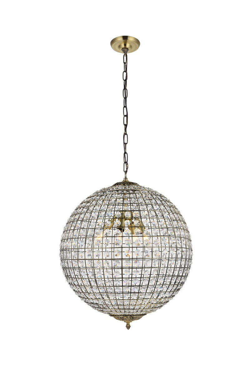 Earlene Pendant by Elegant Lighting – Lights: 4 Light (20.00"L x 20.00"W x 24.50"H) – Finish: Antique Bronze and Clear Shade – Elegant Lighting-LD5027
