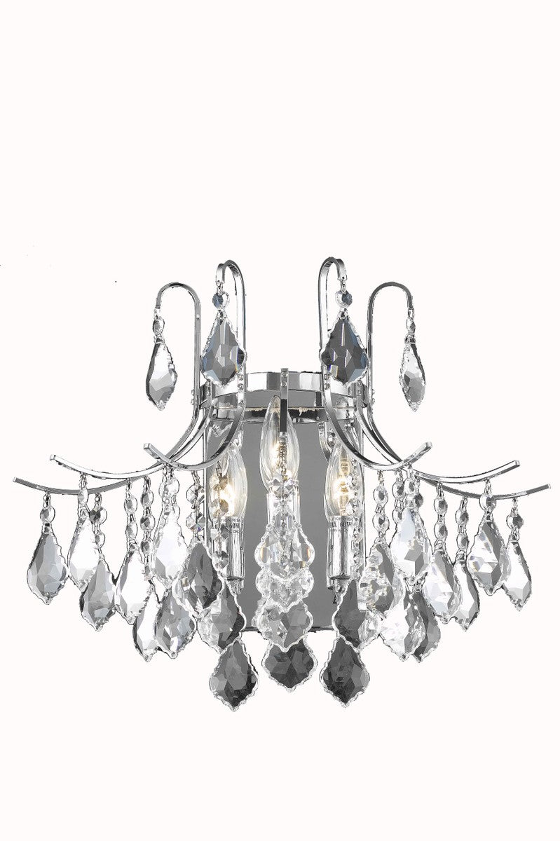 Amelia Sconce by Elegant Lighting – Lights: 3 Light (16.00"L x 16.00"W x 14.00"H) – Finish: Chrome and Clear Shade – Elegant Lighting-LD8100W16C